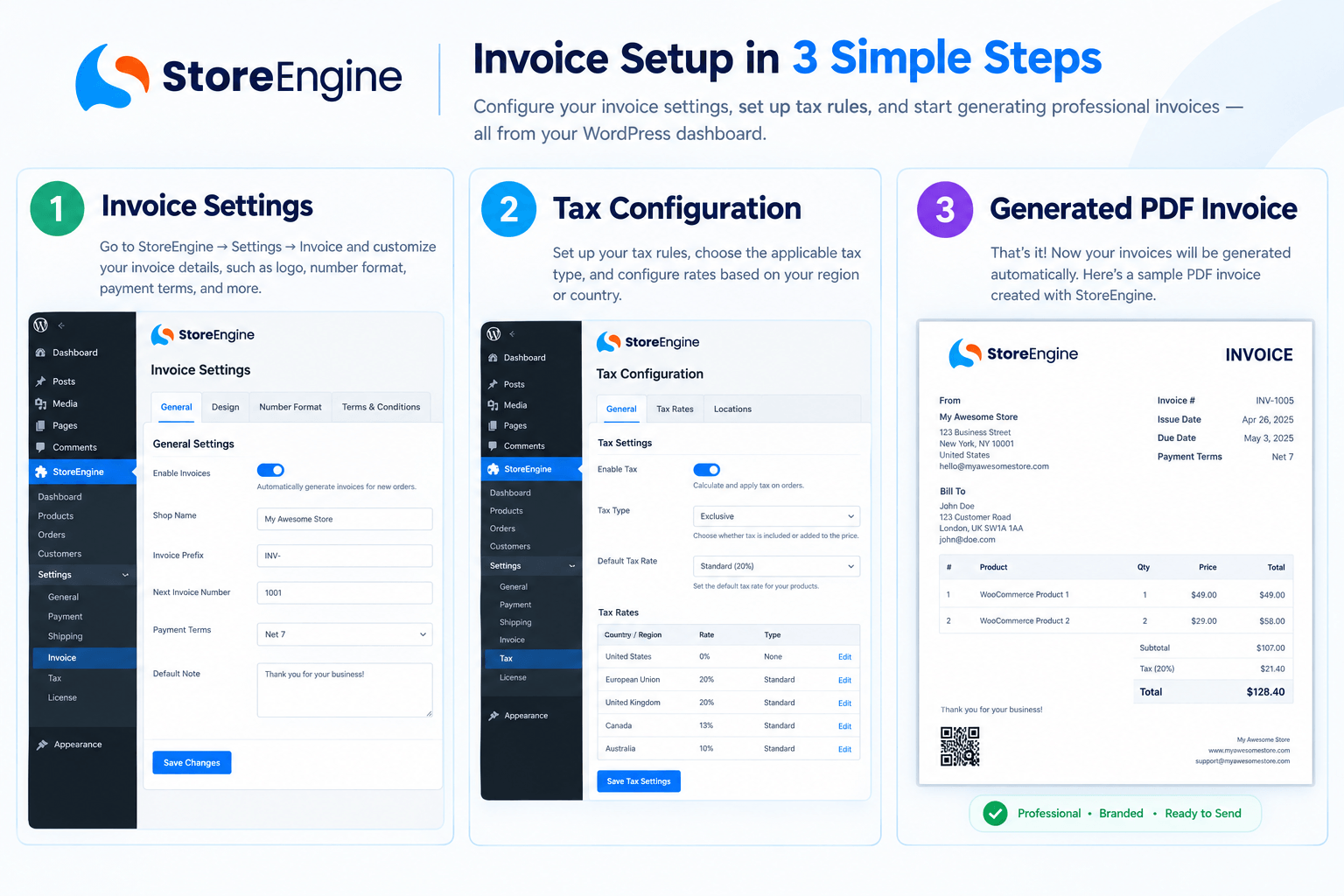 StoreEngine Invoice Set Up 