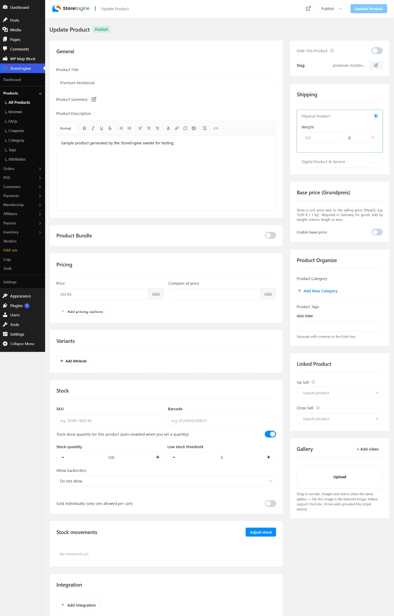 StoreEngine  Update Product