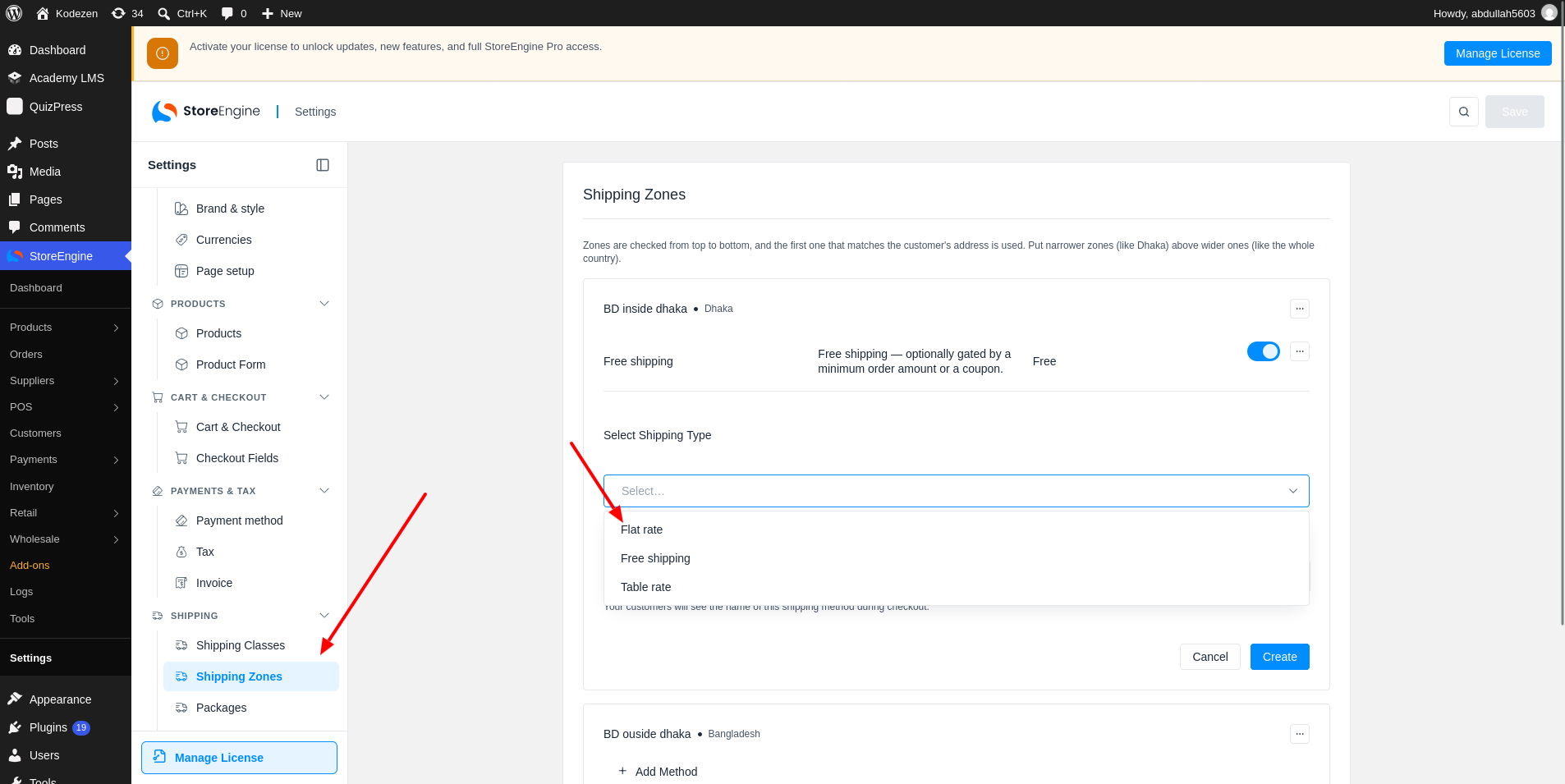 Select Flat Rate Shipping type