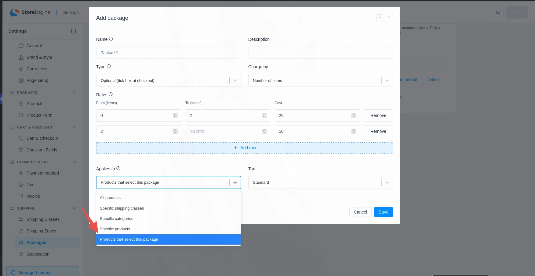 Attach a Package to a Product