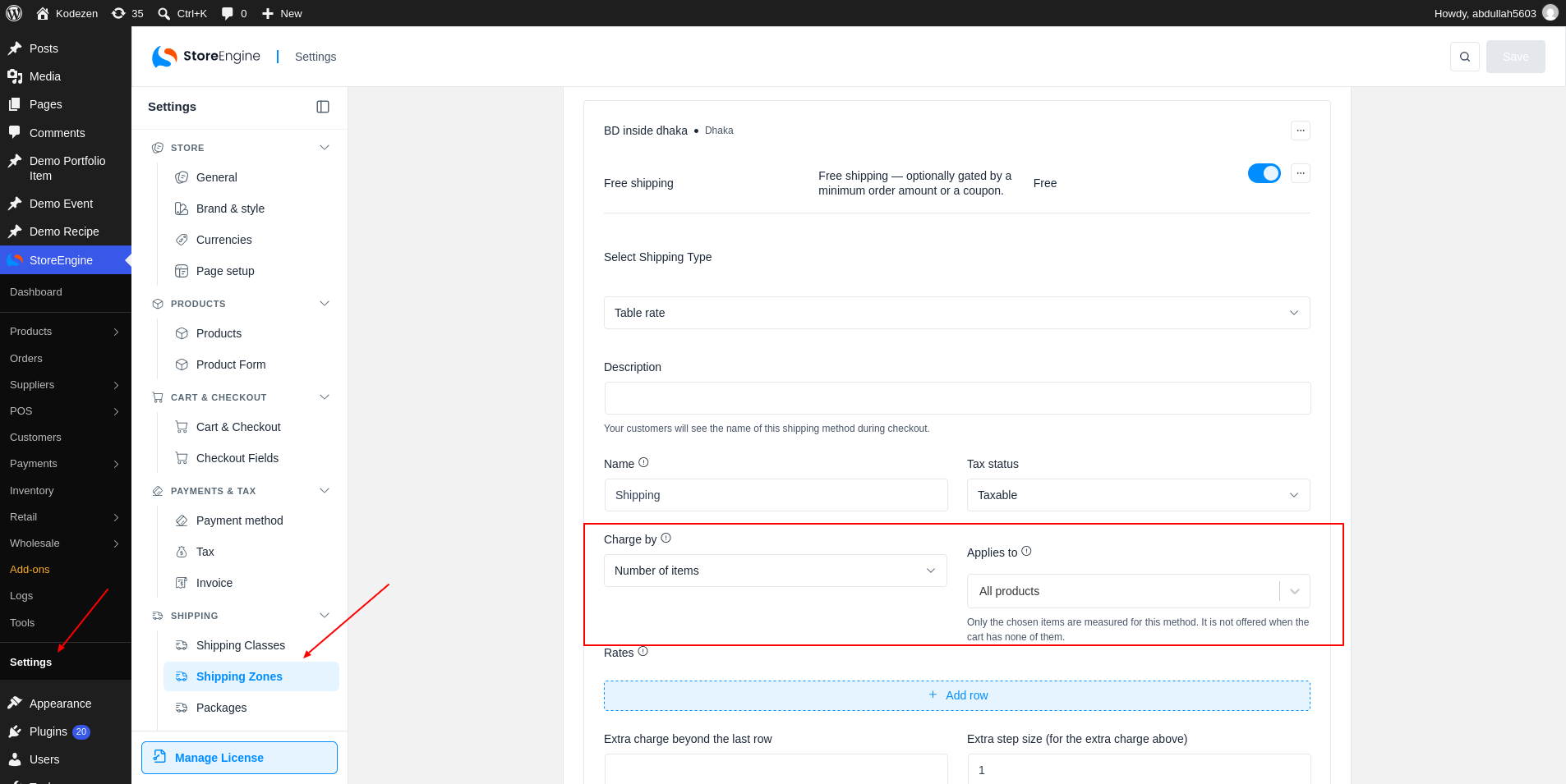 Charge and Applies type
