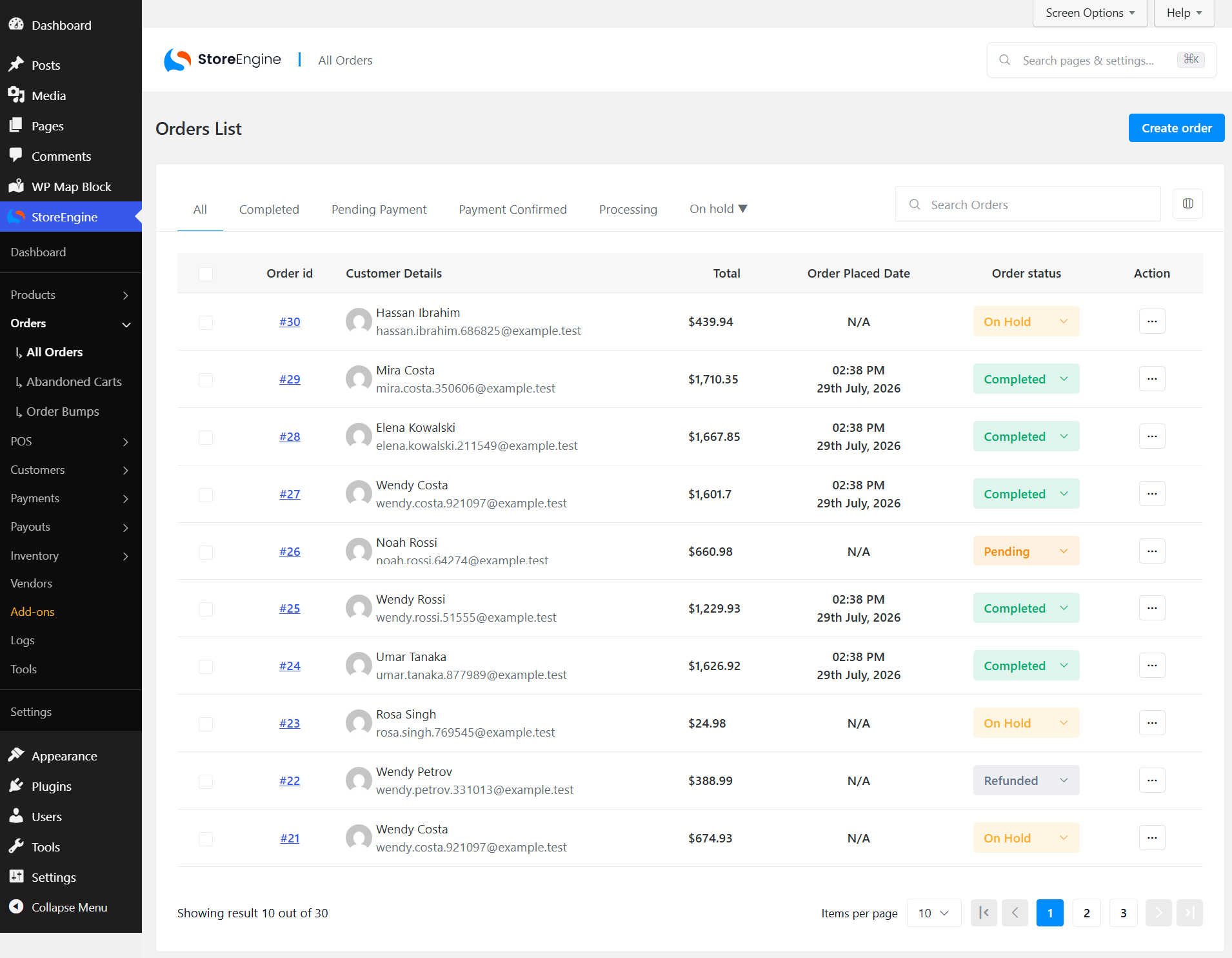 Orders List